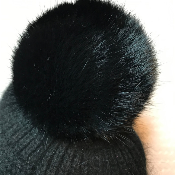 New Surell Rabbit-Fur Pom Pom Knit Hat